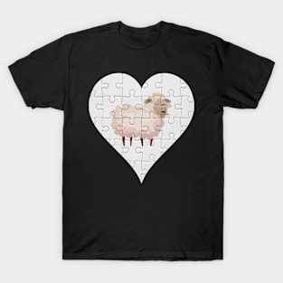 Jigsaw  Sheep Heart Design - Farm Animals Sheep T-Shirt